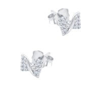 Pretty Bow Shaped CZ Silver Stud Earring STS-6673